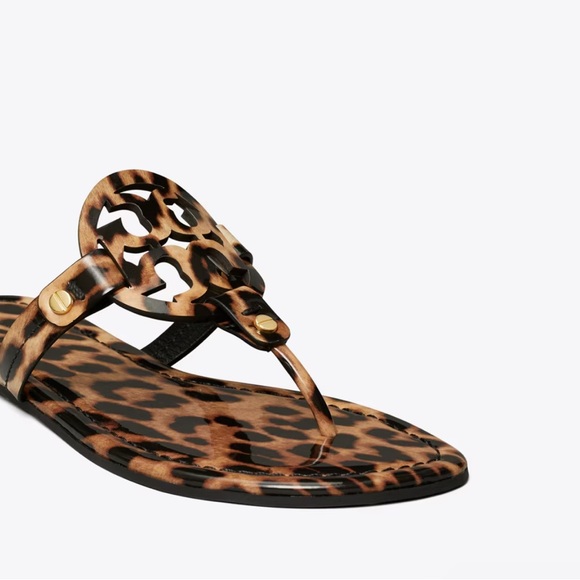 Tory Burch MILLER PRINTED PATENT SANDAL 7.5 Classic Leopard - Picture 3 of 12